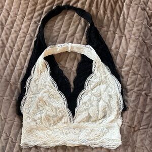 Black and white/cream lace bralette
